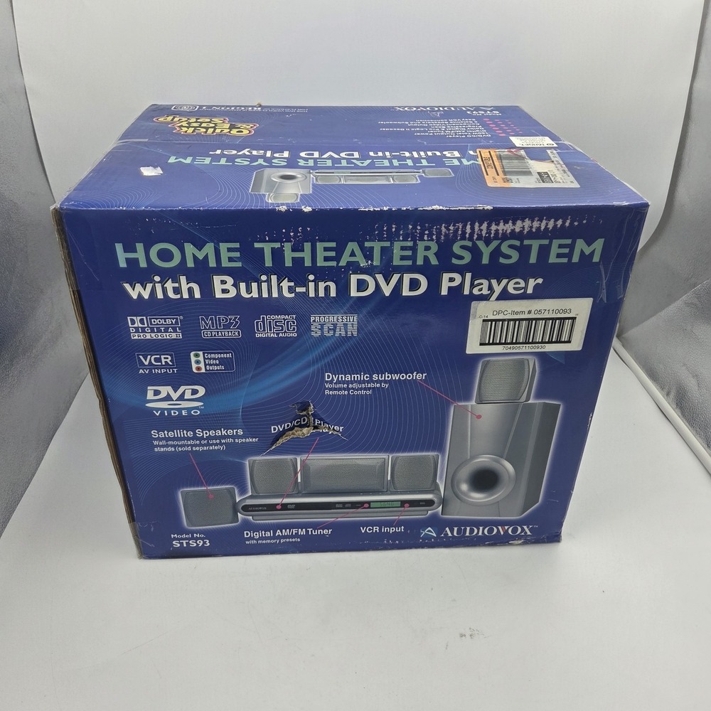 AudioVox STS93 DVD Player Radio Auxillary Dolby Pro Logic II Home Theater System